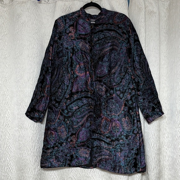 JL Studio-Jessica London Purple Green Paisley 3/4 Jacket/Blazer-Size XL - Picture 1 of 10